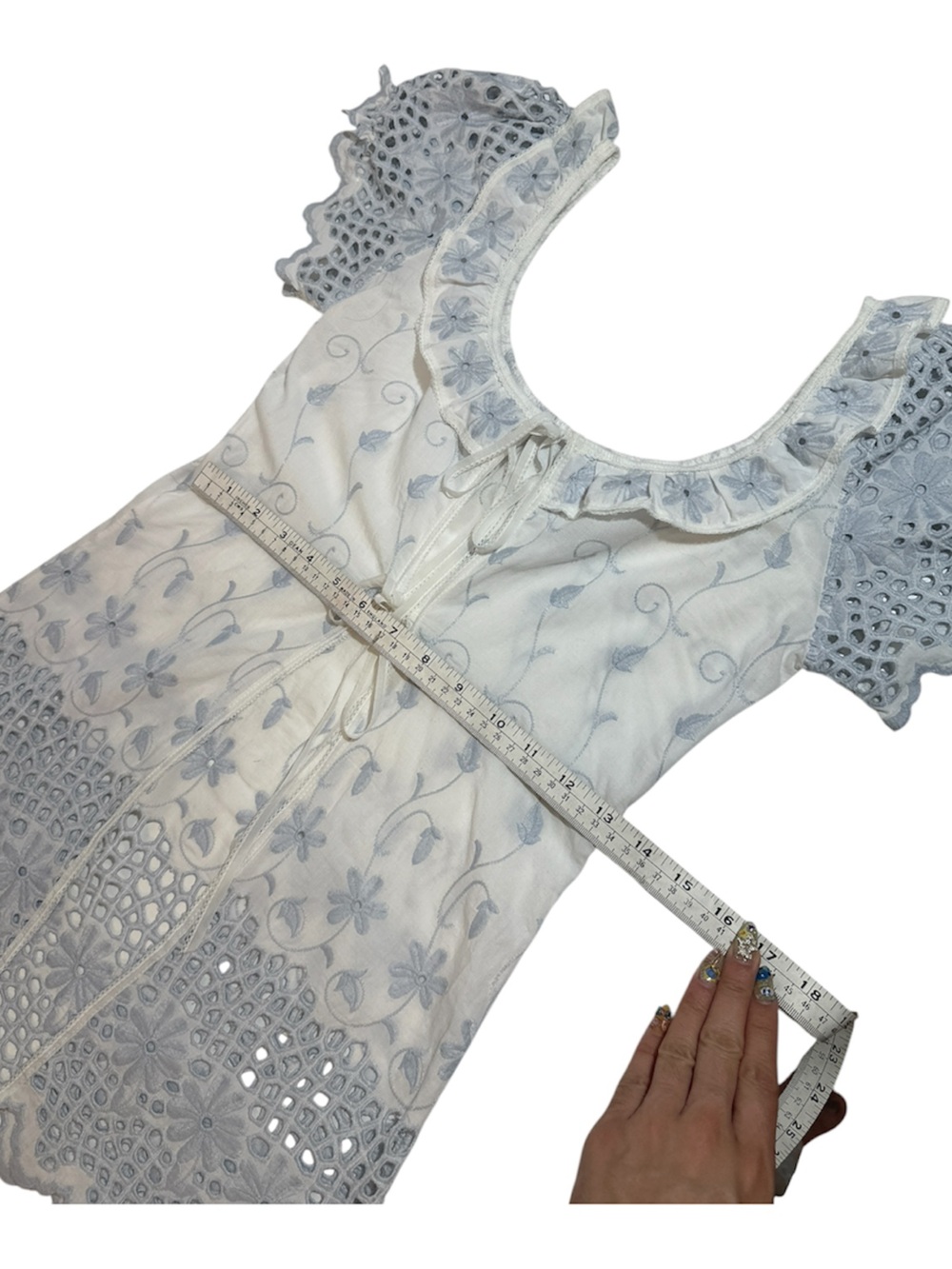Embroidered‎ Tie-Front Top - Picture 9 of 10